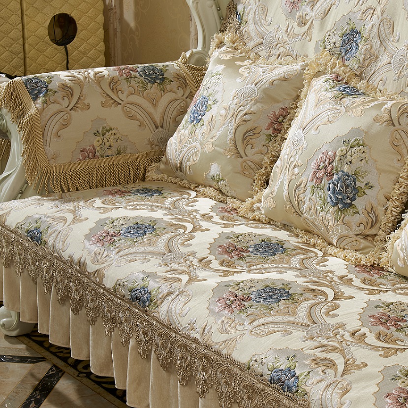 European sofa cushion four seasons of general anti-skating fabric high-end luxury leather combination cushion American custom summer