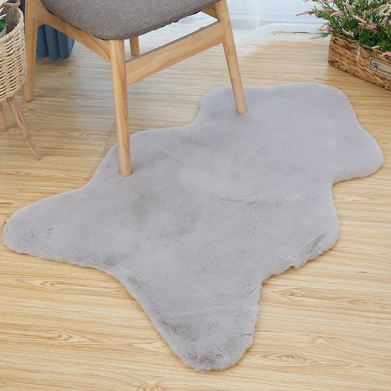 Thảm phòng ngủ giả lông thỏ thảm đầu giường in lưới màu đỏ với chăn sofa trắng đệm Bắc Âu sang trọng - Thảm giá thảm cuộn trải sàn