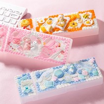 Transparent pen box own decoration diy stationery box material bag self-made handmade cream glue set student creation