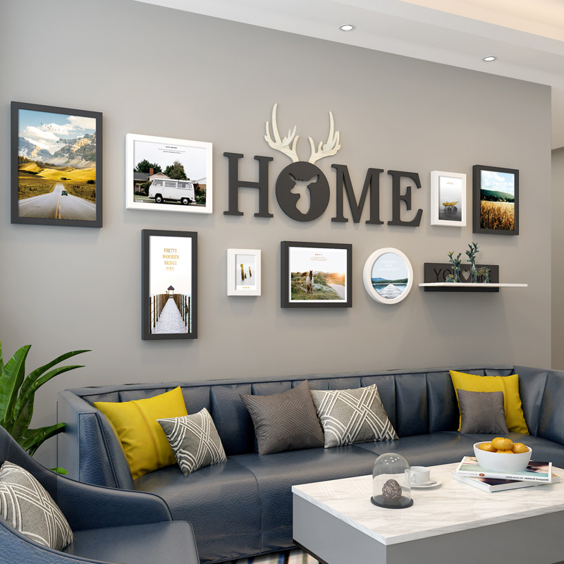 Creative Living Room Decoration Painting Free Of Punch Sofa Background Wall Hanging Painting Modern Minima Restaurant Wall Composition Mural Painting-Taobao