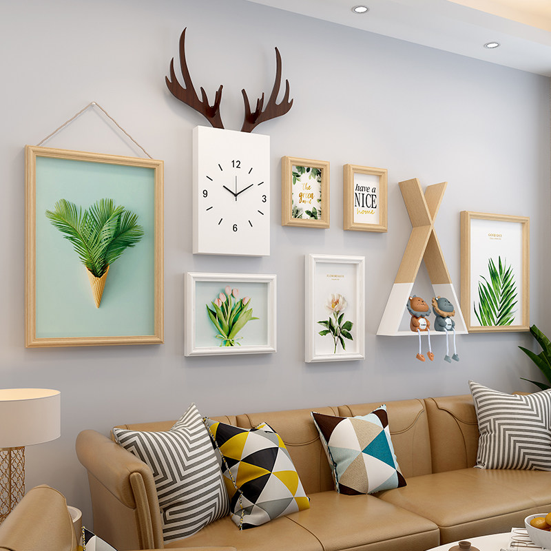 Creative personality net red photo wall decoration living room bedroom dining room photo wall combination free punch photo frame hanging wall