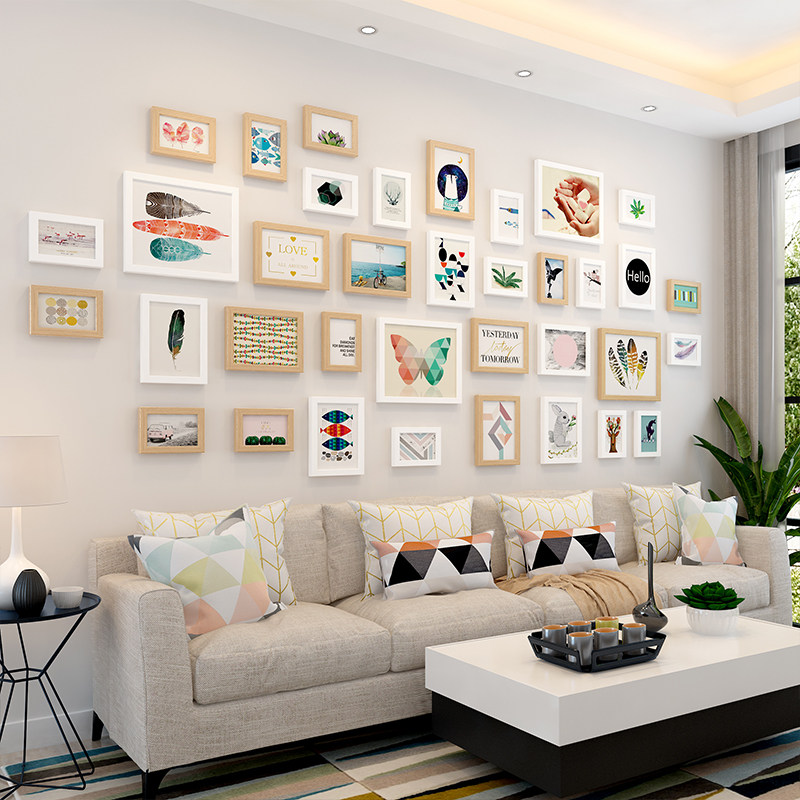 Creative Composition Living Room Photo Wall Decoration Modern Minimalist Sofa Background Wall Photo Frame Hanging up Room Photograph Wall-Taobao