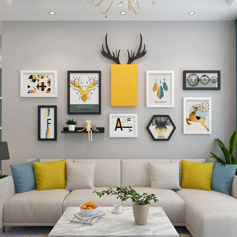 Living Room Photo Wall Decoration Creative Combo Sofa Background Wall Photo Frame Hanging Wall Dining Room Photo Wall Bedroom Photo Wall Photo Wall-Taobao