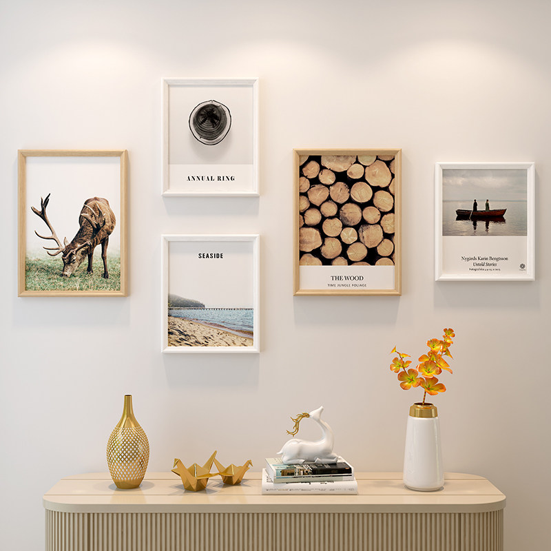 Living room photo wall hanging booklet free of punch modern minimalist sofa Background photo wall Decorative Bedroom Photo Frame Hanging Wall-Taobao