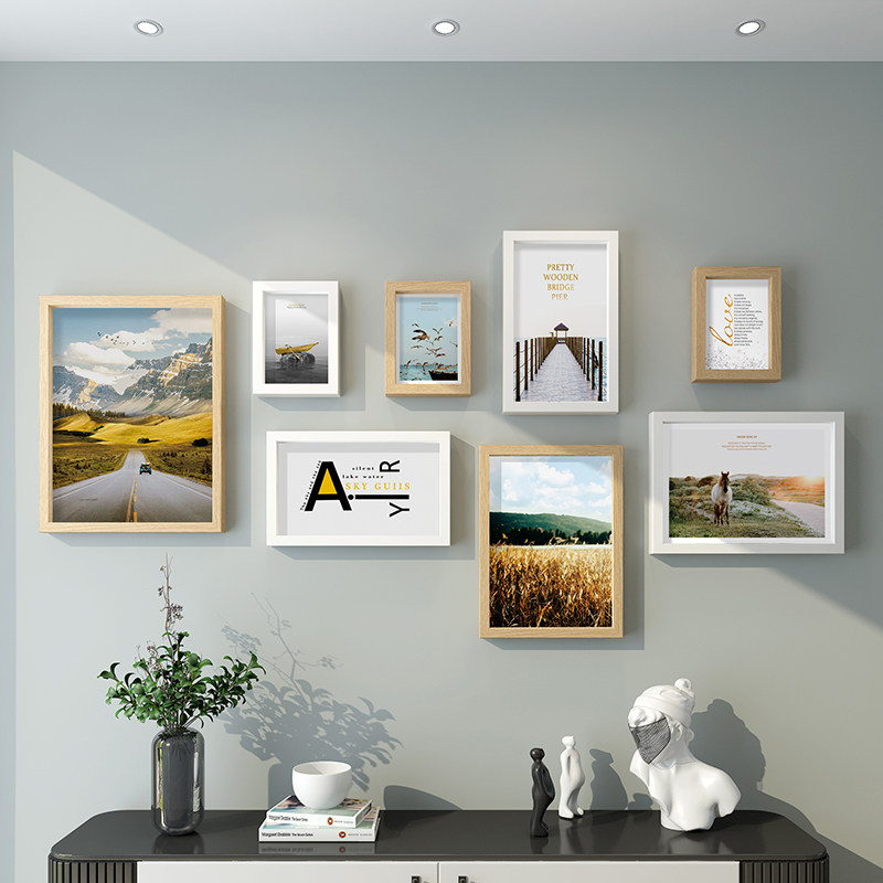 Nordic Living Room Photo Wall Decoration Modern Minimalist Bedroom Room photo frame hanging wall Perforated Room Photo Wall-Taobao