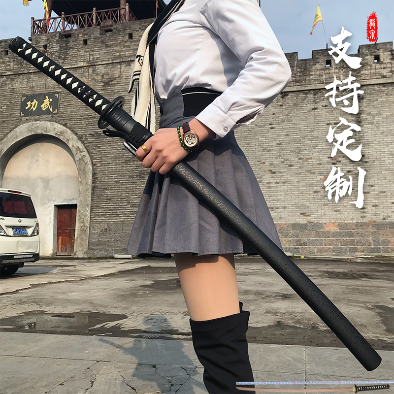 Japan Samurai Blade Integrated Knife Sword Long Version Machete Knife Tang Cross Knife Gime Knife Body Bust Cold Weapon without cutting edge