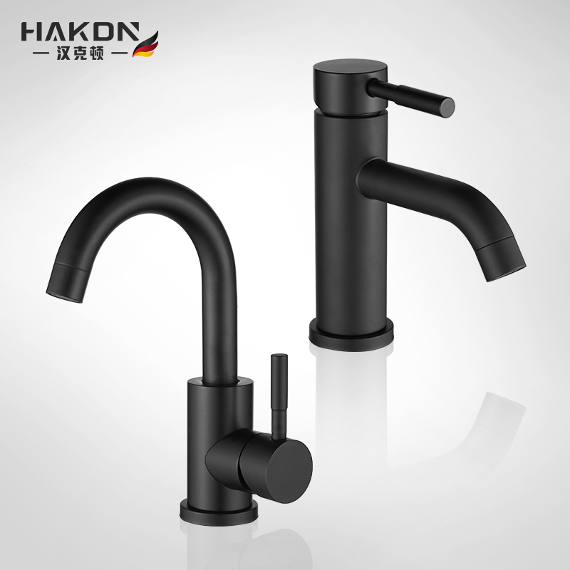 Black 304 Stainless Steel Basin Faucet, Single Cold Water Sink Faucet, Bathroom Cabinet Faucet for Home Use Black 304 Stainless Steel Basin Faucet, Single Cold Water Sink Faucet, Bathroom Cabinet Faucet for Home Use
