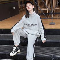 Girls autumn clothes 2022 new 12 CUHK children 14 year old foreign air sports womens clothing spring autumn 13 girls 15 casual suit