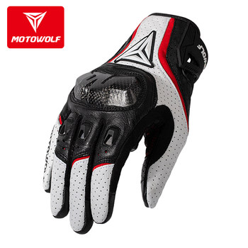 Motorcycle Gloves, Genuine Leather, Carbon Fiber, Full-Finger, Winter Motorcycle Riding, Anti-Fall, Warm, Men's and Women's All-Season Rider Equipment