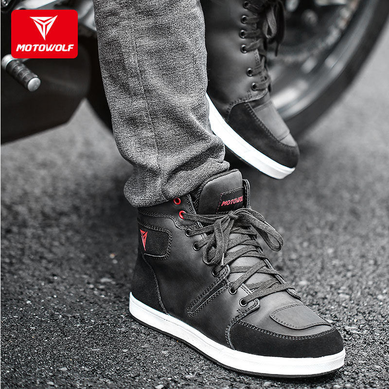 Modowolf Locomotive Riding Shoes Locomotive Anti-Fall Racing Car Short Boots Spring Summer Windproof Warm Non-slip Real Cow Leather