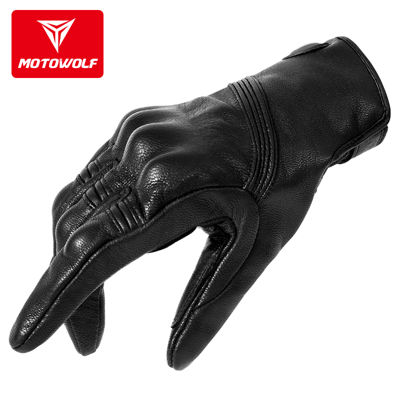 Autumn and winter motorcycle leather gloves locomotive retro knight riding equipment anti-fall wind Four Seasons men and women full finger