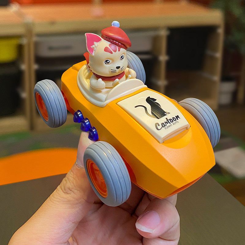 Children Car Toy Fun Puppy Cat Cartoon Cute back force Inertial Lights Sound Engineering Car Boy