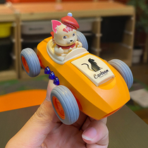 Children Car Toy Fun Puppy Cat Cartoon Cute back force Inertial Lights Sound Engineering Car Boy