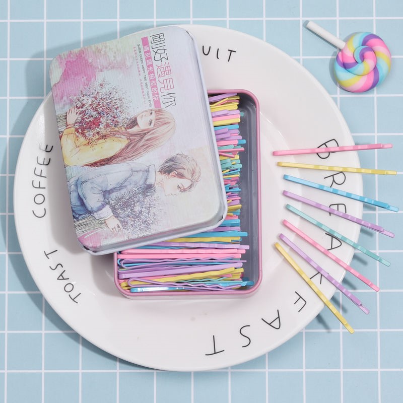 ins colorful hair clip straight clip candy color hair clip Korean version student cute teenage girl day family of the sea clip hair accessories