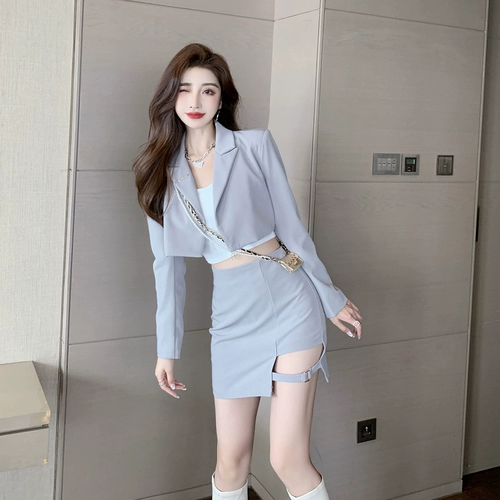 Демисезонный классический костюм, юбка, комплект, в западном стиле, подходит для подростков, изысканный стиль