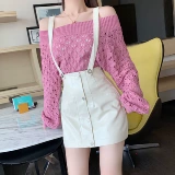 Осенний комплект, трикотажный свитер, подтяжки, юбка, в стиле Шанель, коллекция 2021, подходит для подростков, в западном стиле