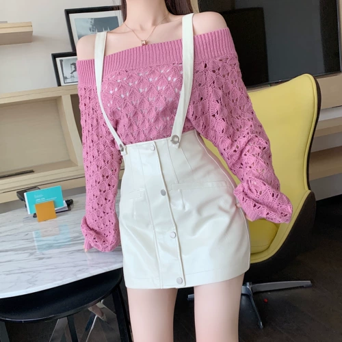 Осенний комплект, трикотажный свитер, подтяжки, юбка, в стиле Шанель, коллекция 2021, подходит для подростков, в западном стиле