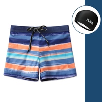 Swimming trunks mens anti-embarrassing mens swimsuit set flat corner sexy shorts plus size quick-drying hot spring swimming equipment