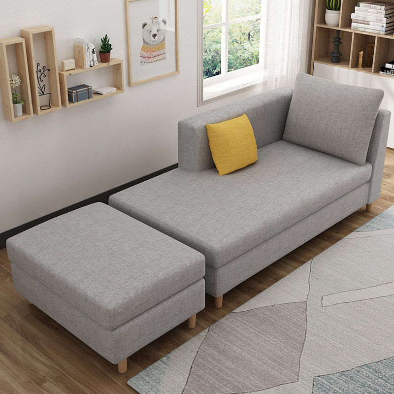 Nordic all solid wood chaise longue balcony hotel leisure fabric sofa recliner complete single bed beauty couch