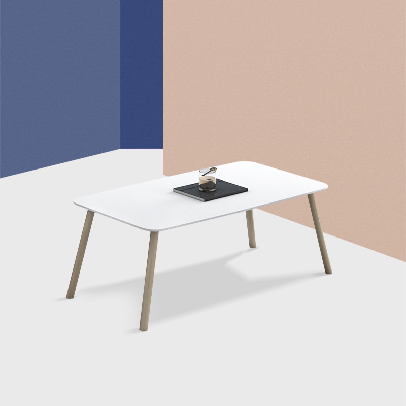 Simple modern small apartment living room design coffee table log color white small table economical simple square desktop