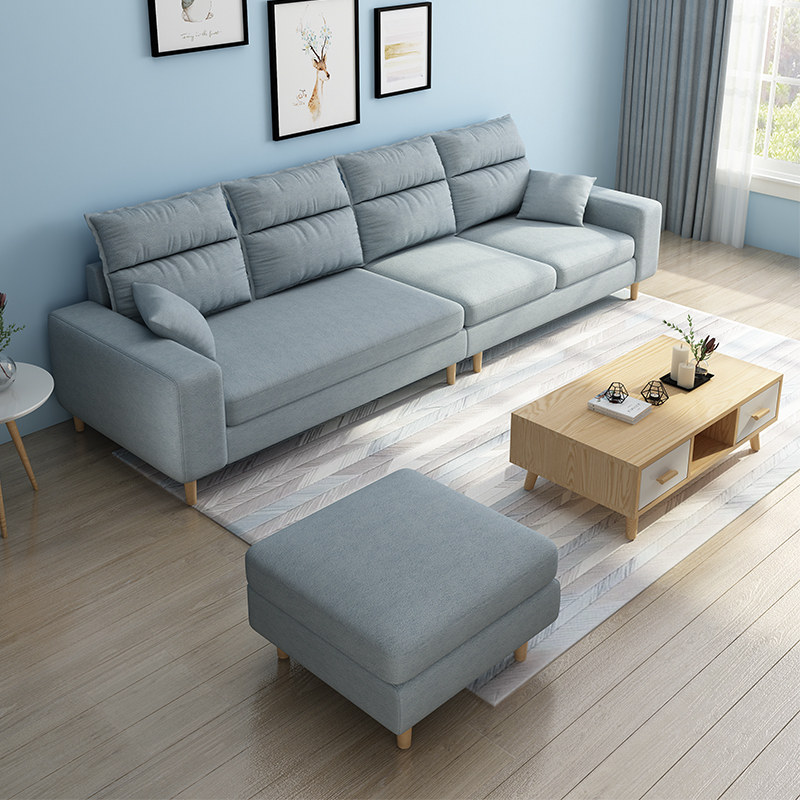 Modern minimalist Nordic Japanese-style latex net red three-four-seat sofa small apartment pine wood three-proof fabric sofa