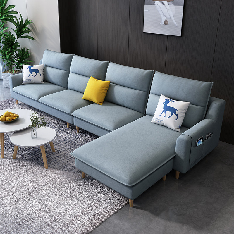 Nordic small apartment net red Nordic simple latex sofa three or four seats detachable and washable straight technology cloth wash-free