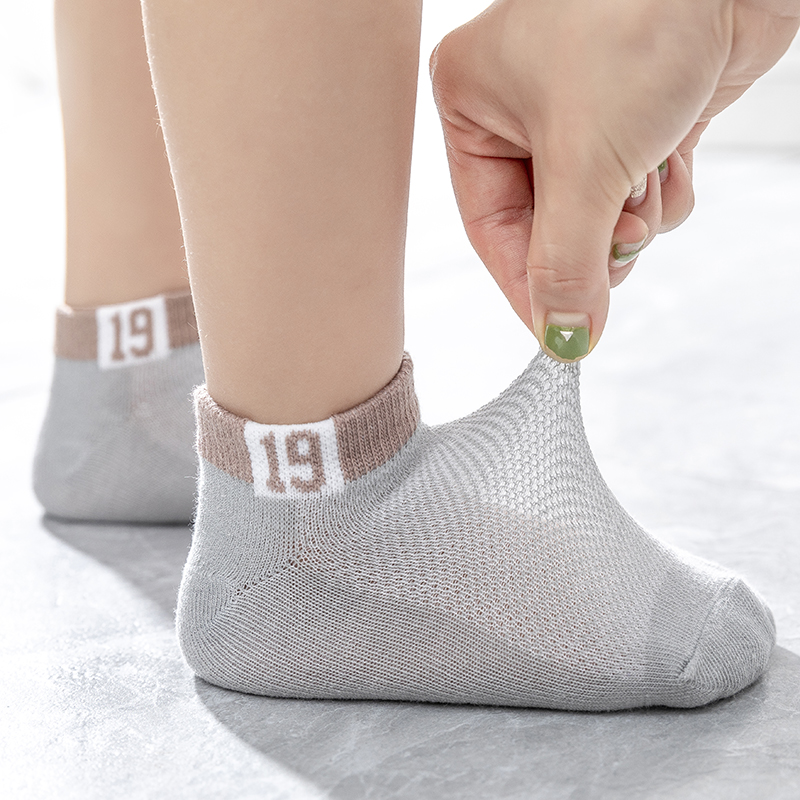 Children's socks summer thin spring and summer neteEye spring and autumn pure cotton summer boys boat socks girl baby socks