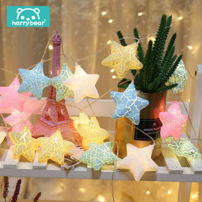 Children's room decoration crack ball LED light string stars Christmas day room party courtyard decorative color light string