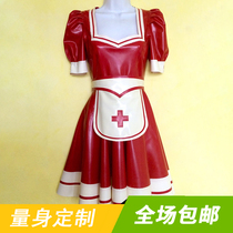 Latex dress suit red nurse dress sexy natural latex dress dress dress dress dress dress clothes clothes nightclub custom