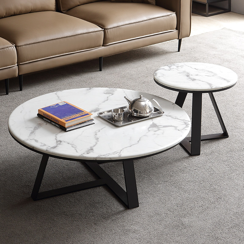 Shupure Nordic marble tea table minimalist modern living room Small family type creative furniture Light and luxurious stainless steel tea table