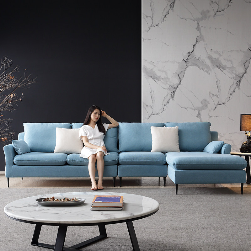Shu Pure Nordic Light Extravagant Sofa Blue Modern Minimalist Style Latex Fabric Sofa Combination Removable Wash Furniture