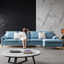 Shu Chun Nordic light luxury sofa blue modern minimalist style latex fabric sofa combination removable and washable furniture