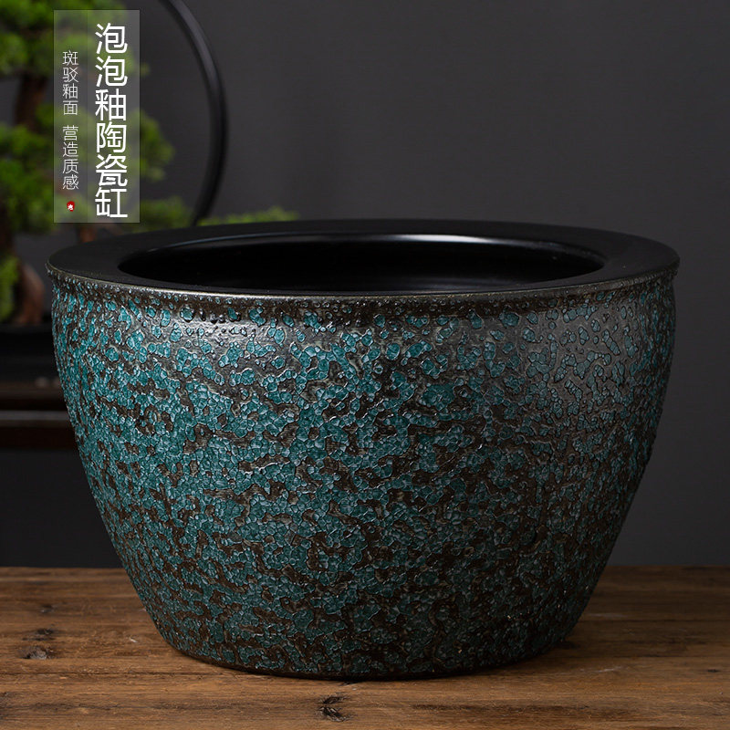 Lotus Large Vat Bowl Lotus bonsai Dezhen Ceramic Fish Tank Sleeping Lotus Vat Hotel Courtyard Home Made of Coarse Pottery Large Water Vat