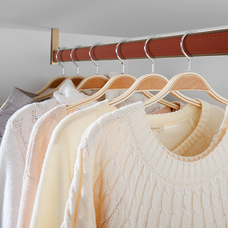 Large wardrobe Cloister Cloister with customisable length leather thickened cross-lever hanging clothes-lever hoisting side-mounted flange seat