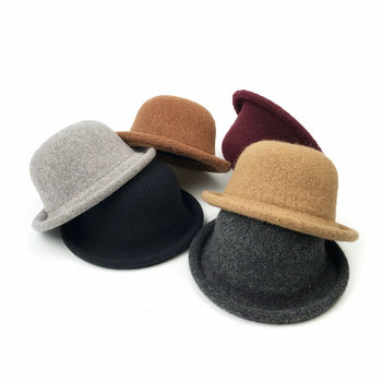 Korean style curled round top hat straw hat casual and versatile
