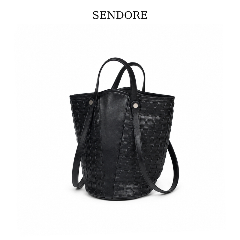Sendore Sen Island/Bucket Bag, Vintage-Style Woven Tote Bag, Shoulder Bag, Crossbody Bag, Suitable for Commuting and Casual Use Sendore Sen Island/Bucket Bag, Vintage-Style Woven Tote Bag, Shoulder Bag, Crossbody Bag, Suitable for Commuting and Casual Use