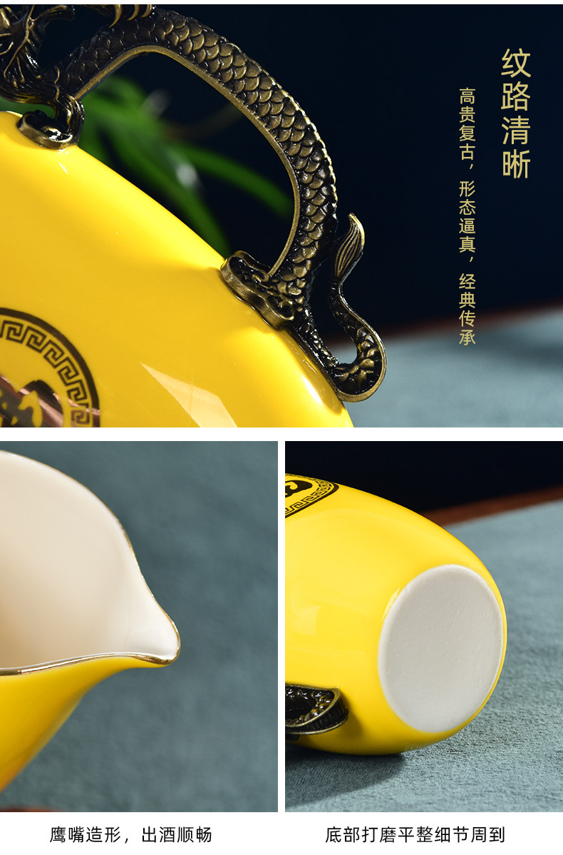 Ликер Cup 定制十二生肖陶瓷小酒杯酒具套装12兽首古铜色白酒烈酒杯高档礼盒