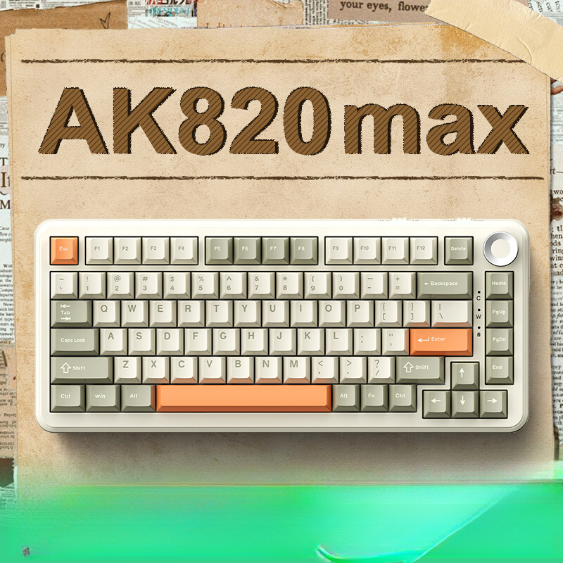 Heijue Ak820 Max V2 Three-Mode Mechanical Keyboard Wireless Bluetooth Side-Engraved Gaming 75% Customized Wireless