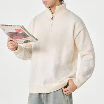 Autumn and winter half turtleneck zipper sweater simple solid color men's warm pullover sweater jacket 905p54 Autumn and winter half turtleneck zipper sweater simple solid color men's warm pullover sweater jacket 905p54