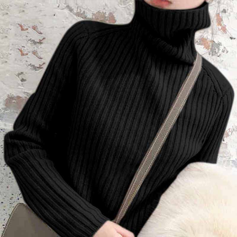 European Style Half-Turtleneck Sweater for Women, 2026 Autumn and Winter, Slim Fit, Black Thickened Sweater, Trendy European Style Half-Turtleneck Sweater for Women, 2026 Autumn and Winter, Slim Fit, Black Thickened Sweater, Trendy