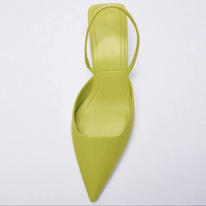 Обувь с задником-сандалиями на носке 2021 Новый Зеленый Точка TOE (Pointed) Си temperament на каблуке