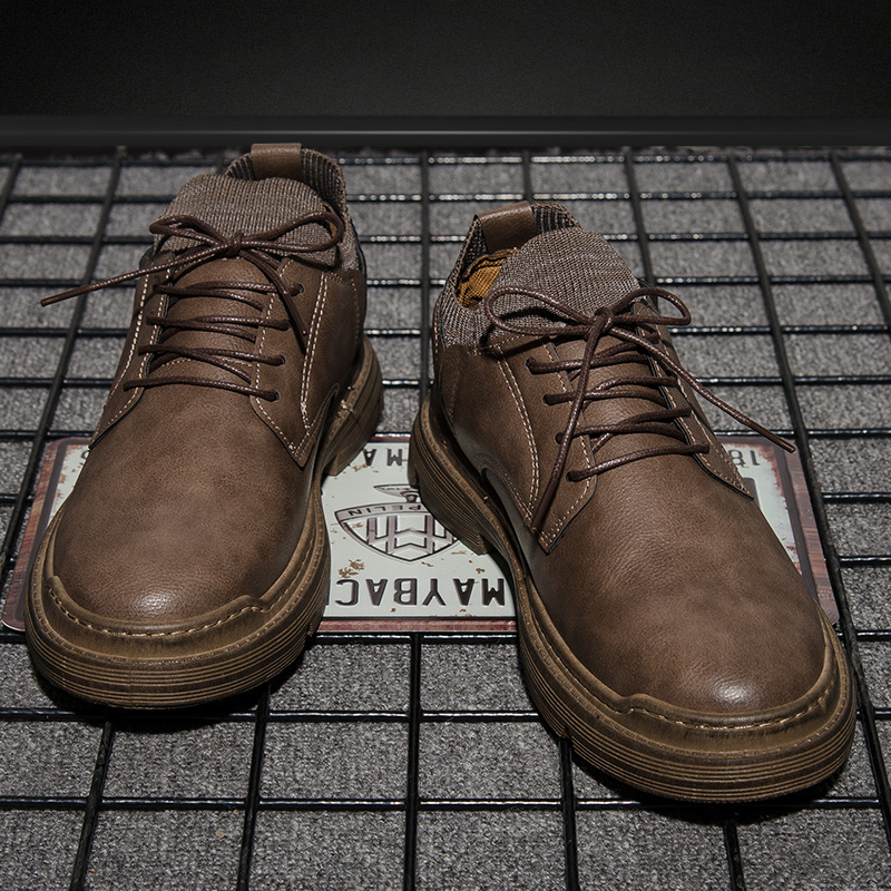 Big Head Leather Shoes Man 2021 Autumn Winter New Inn Wind Retro Overalls Leisure 100 hitmen Martin Short Boot Boomers