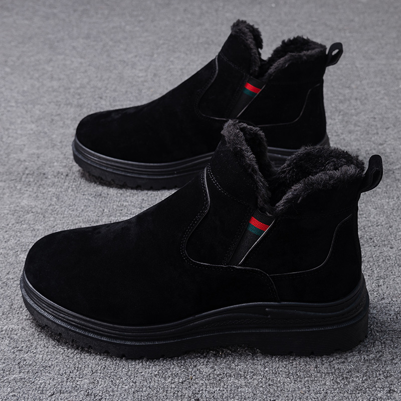 High Bunch Winter Cotton Shoes Men's Glint Warm Thickening Anti-Slip Snowy Boots Midbarrel Tide Shoes Inglén Tooling Martin boots
