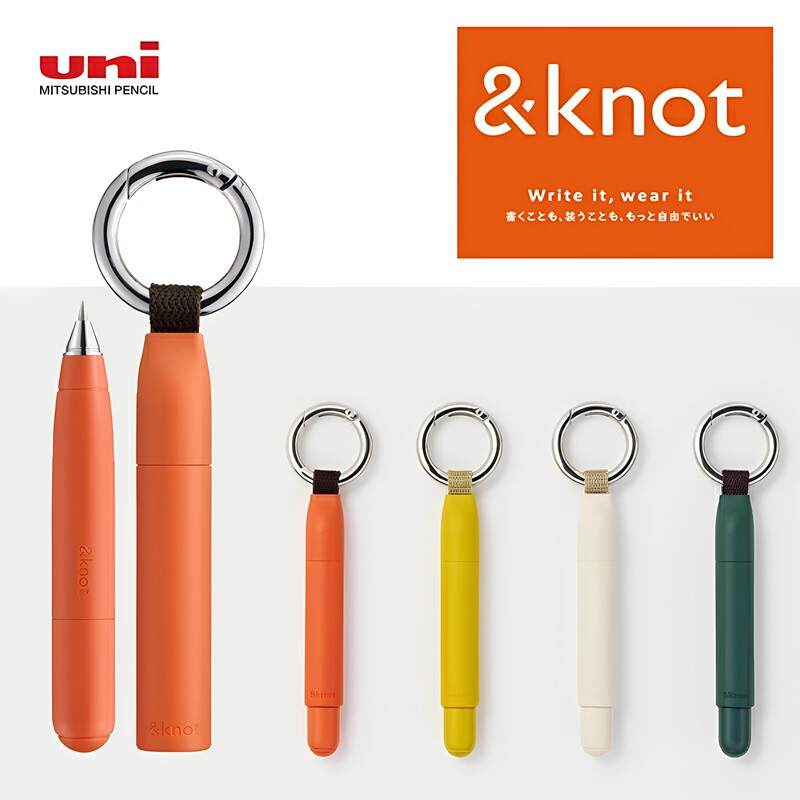 Japan Uni Mitsubishi Uni&Knot Outdoor Portable Hanging Ring Mini Retractable Ballpoint Pen with Replaceable Refills