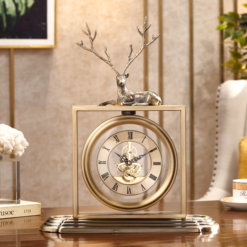 Table clock Metal bed head Quartz clock Wall clock Living room creative European clock Retro American decorative hanging watch