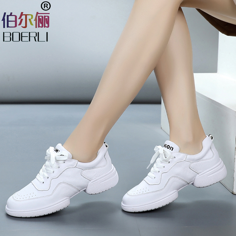 Berl's new dance shoes female spring and autumn soft sole square dance shoes breathable dance female shoes white