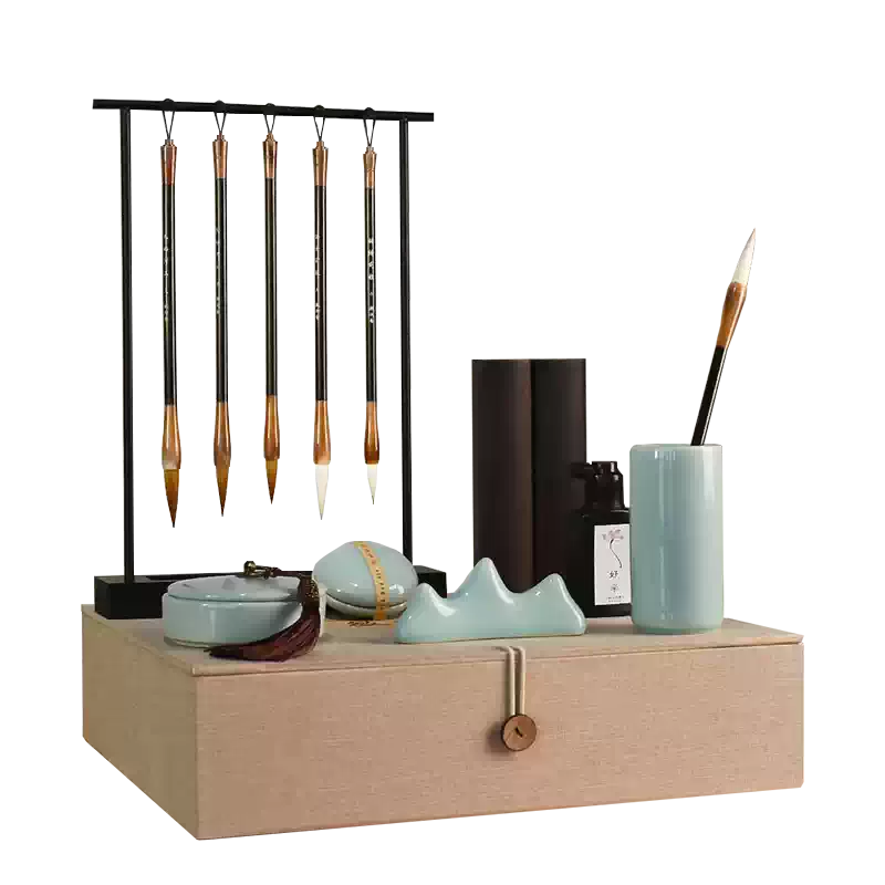 汝窑陶瓷葫芦砚滴葫芦笔搁架毛笔架子文房四宝水滴砚台磨墨研磨专用陶瓷