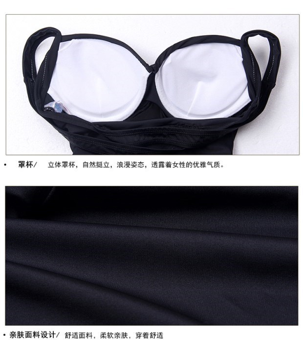 Ngực lớn ngực nhỏ D / E / F XL nắp cốc thép tập hợp bảo thủ bảo thủ mỏng che bụng Xiêm váy bơi phụ nữ - Bộ đồ bơi One Piece đồ bơi liền thân bé gái