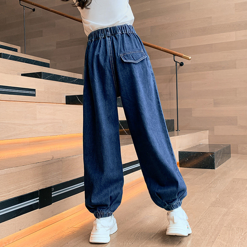 Girl Pants Spring Autumn with wide legs Han Fan Yangpie Fried Street Children Casual Spring Trendy Great Child Loose Jeans