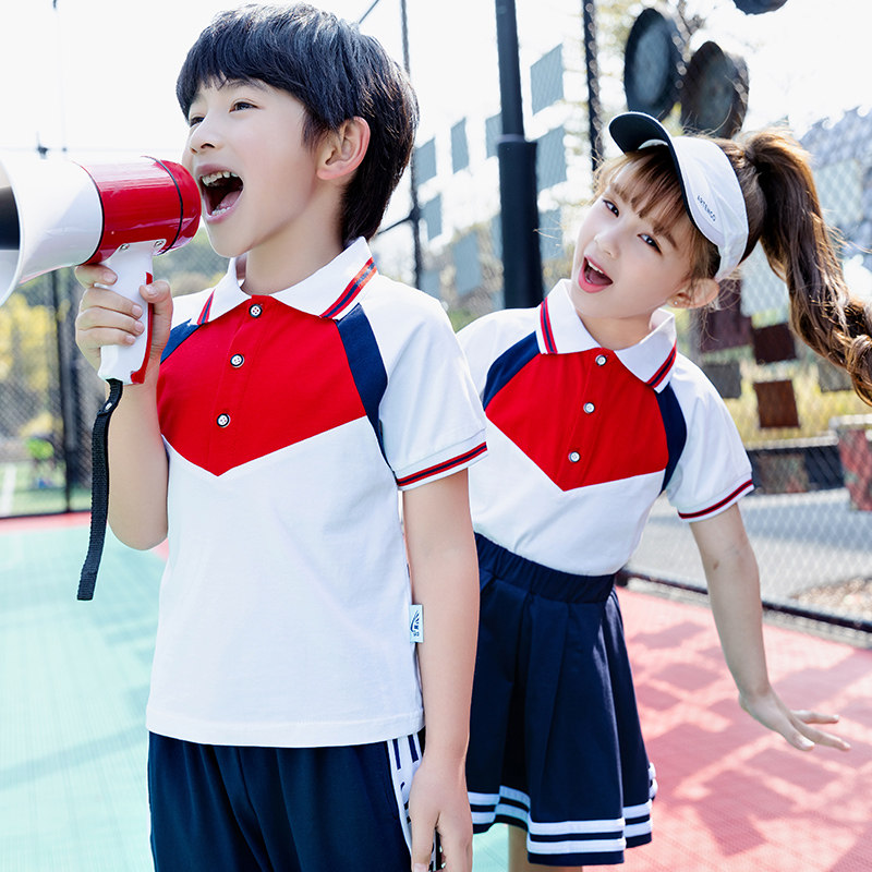 Kindergarten garden clothes summer clothes cotton short-sleeved children's sportswear summer class clothes primary school uniforms polo shirt suit